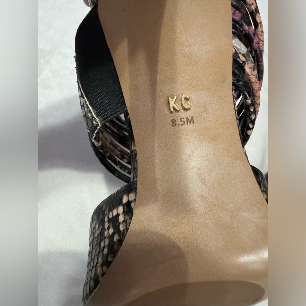 Kenneth Cole Riley 85 mule heel snakeskin embossed leather size 8.5 pointy toe - Picture 6 of 10